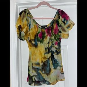 Karen Kane Abstract Floral Blouse